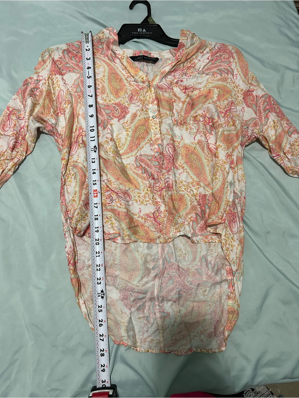 Zara Coral, Cream & Gold Paisley High-Low Tunic Top - Picture 3 of 5